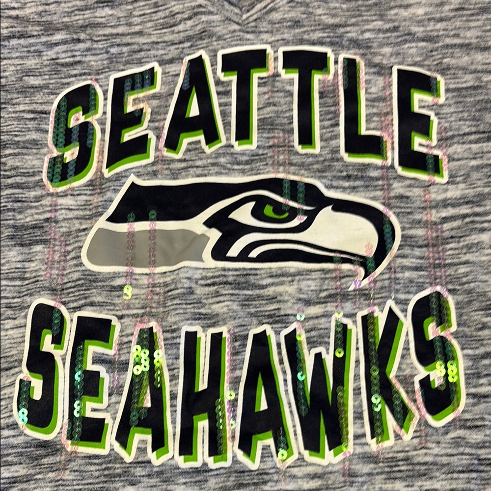 NFL Seattle Seahawks Girls Kids Tee - Gray and Green